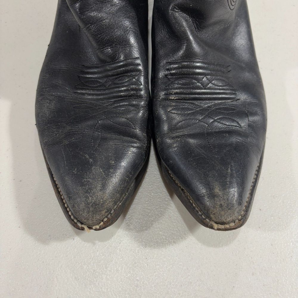 Nocona Boots Texas Mens Western Cowboy Leather Boots Black USA‎ Made - Picture 10 of 12